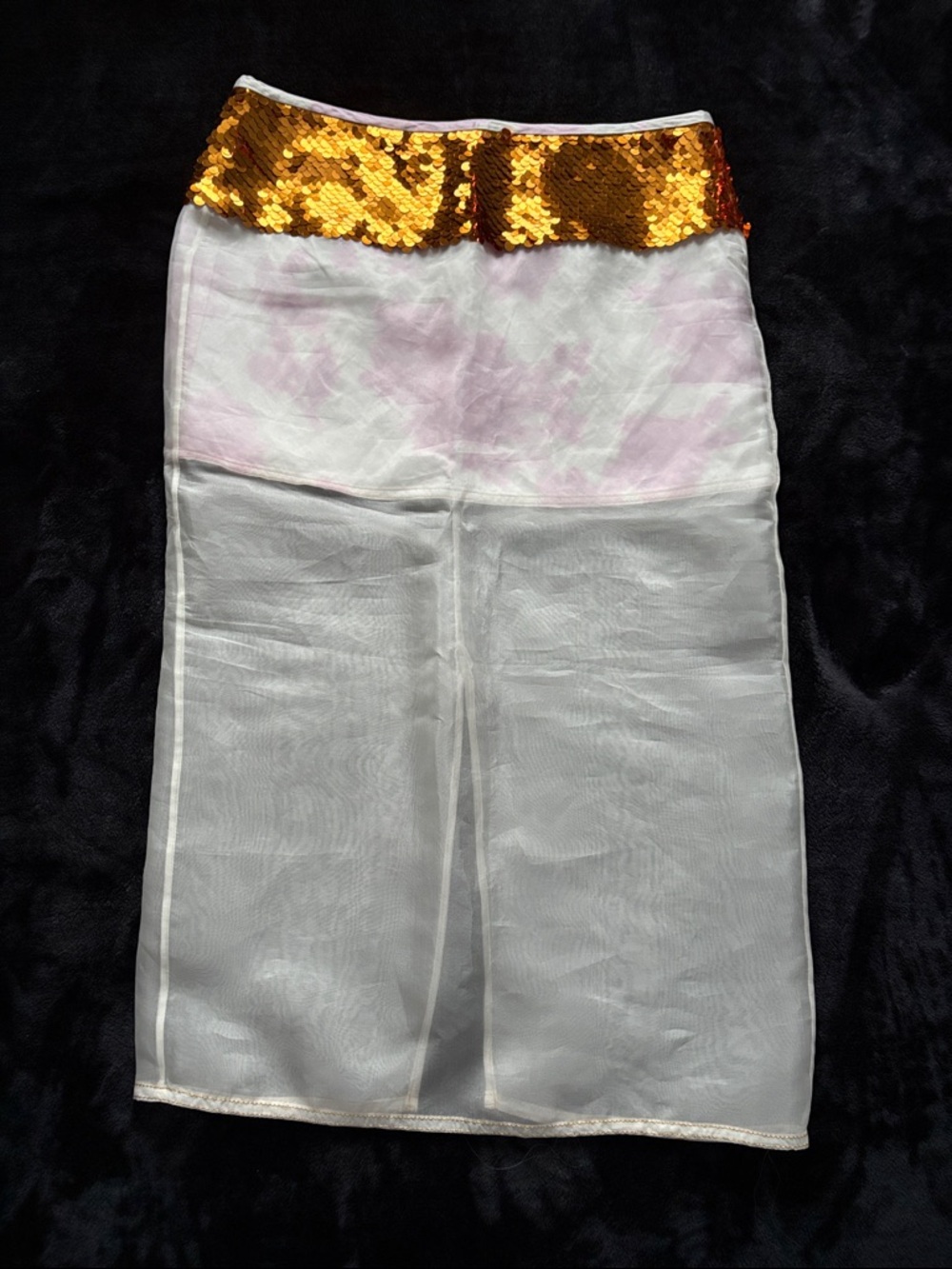 NWT Sheer White Maxi Skirt with Gold Sequin Waistband